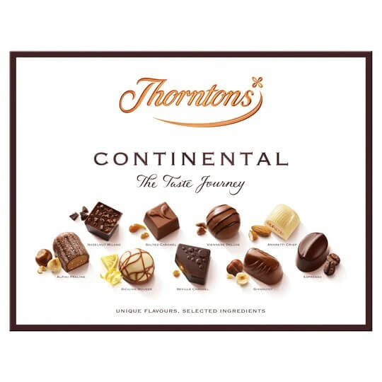 Thorntons Continental Milk Dark and White Chocolate Box 131g