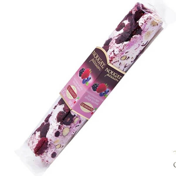 Quaranta Summer Fruit Frutti Di Bosco Mixed Berries Soft Nougat Bar Pink Wrapping 100g